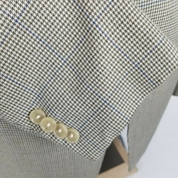 Michael Kors Mens Sport Coat 46L Brown Houndstooth - Picture 7 of 11